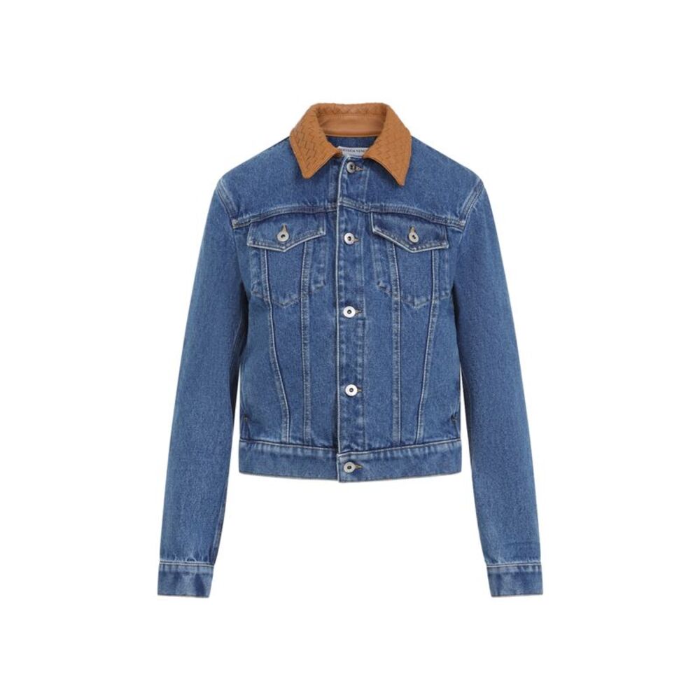 Bottega Veneta Denim Intrecciato Collar Jacket Women